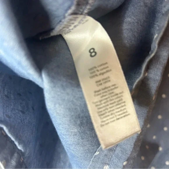 Carters tank top ruffle polka dot chambray cotton size 8 - Picture 6 of 7